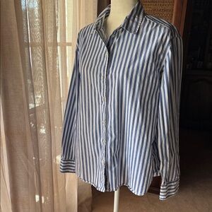 Blue and White Striped Women’s Shirt